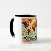 Mug Carte du monde aquarelle avec Compass (Devant gauche)