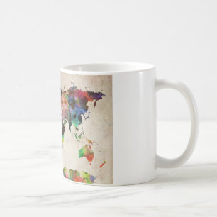 Mug Carte du monde Aquarelle urbaine