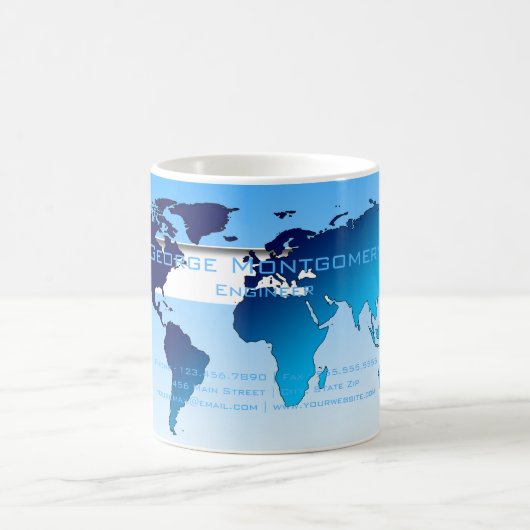 Mug Carte du monde bleu professionnel (Centre)