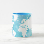 Mug Carte du monde dans des bleus d'aquarelle (Centre)