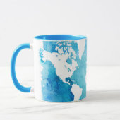 Mug Carte du monde dans des bleus d'aquarelle (Gauche)