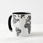 Mug Carte du monde dans la typographie (Devant gauche)