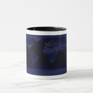 Mug Carte du monde de la Terre Ville Lumières de nuit 