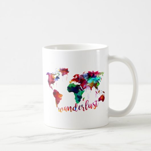 Mug Carte du monde d'envie de voyager d'aquarelle (Droite)