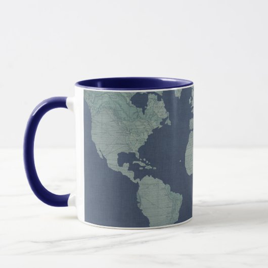 Mug Carte du monde du lin bleu (Gauche)
