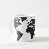Mug Carte du monde noir et blanc (Devant gauche)