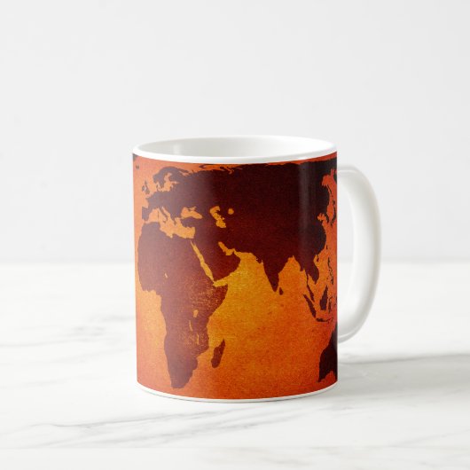 Mug Carte du monde orange vintage (Devant droit)