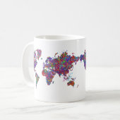 Mug Carte du monde, peinture d'action (Devant gauche)