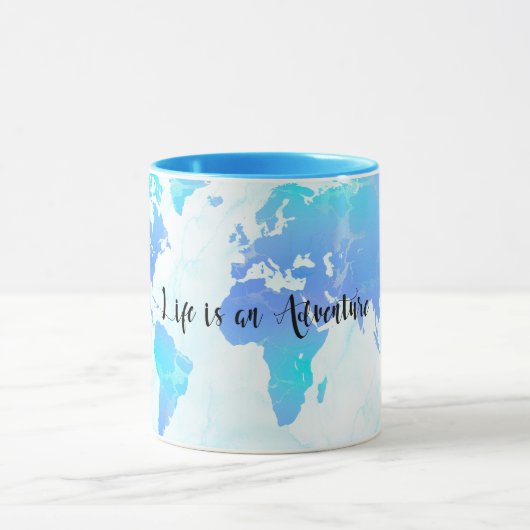 Mug Carte du monde Purple & Blue La vie est une aventu (Centre)