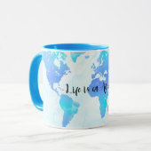 Mug Carte du monde Purple & Blue La vie est une aventu (Devant gauche)
