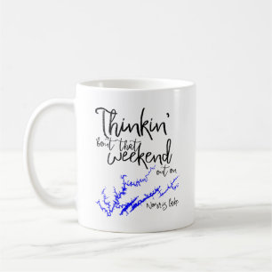 Mug Carte du rivage noir et bleu du lac Norris Tenness