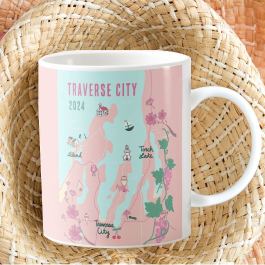 Mug Carte du vin et de la cerise de Traverse City Mich
