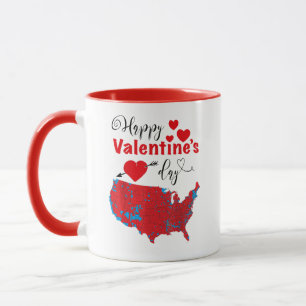 Mug Carte électorale rouge Heureuse Sainte-Valentin am