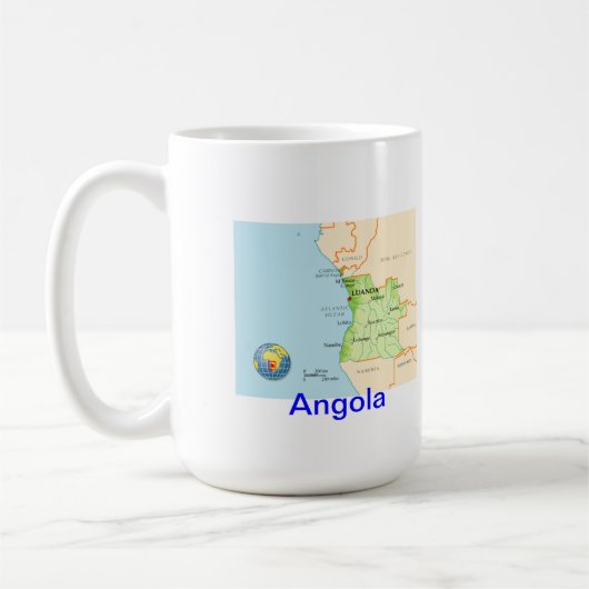 Mug Carte et drapeau de l'Angola (Gauche)