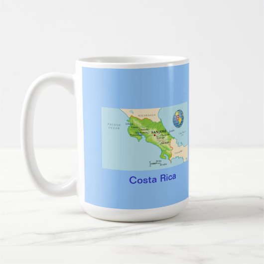 Mug Carte et drapeau du Costa Rica (Gauche)