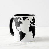 Mug carte graphique noire du monde (Devant gauche)