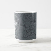 Mug Carte grise monogramme de corde nautique (Centre)
