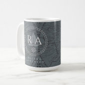 Mug Carte grise monogramme de corde nautique (Devant gauche)