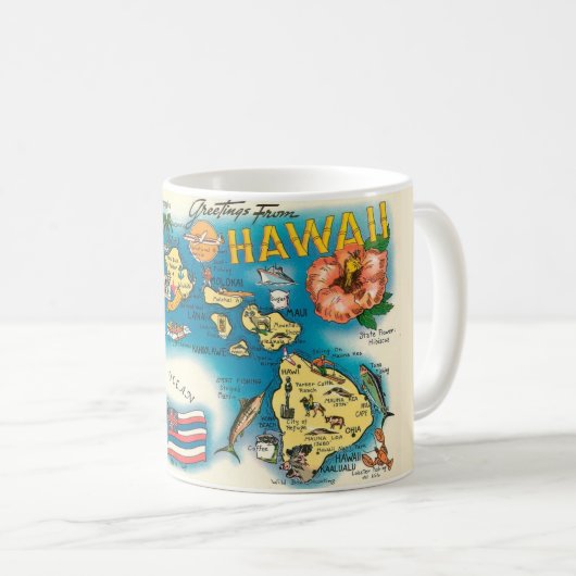 Mug Carte Hawaii (Devant droit)