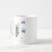 Mug Carte illustrée au lavis de Bélize | Monogramme (Devant gauche)