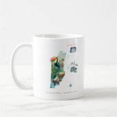 Mug Carte illustrée au lavis de Bélize | Monogramme (Gauche)