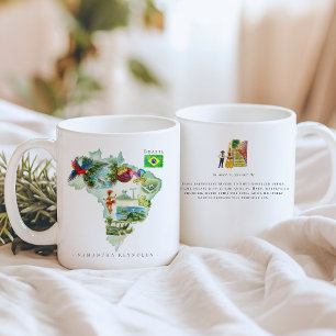 Mug Carte illustrée de Brésil à l'aquarelle   Monogram