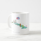 Mug Carte illustrée de Cuba à l'aquarelle | Monogramme (Devant gauche)