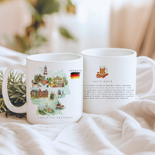 Mug Carte illustrée de l'Allemagne à l'aquarelle Mon