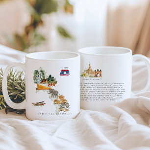 Mug Carte illustrée de laos aquarelle Monogramme