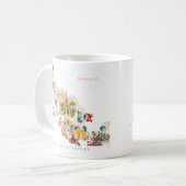 Mug Carte illustrée de l'aquarelle du Mexique | Monogr (Devant gauche)