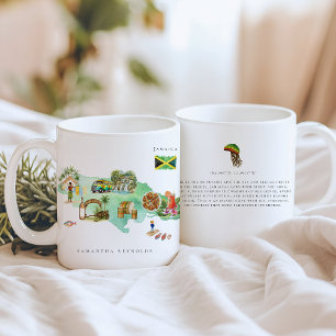 Mug Carte illustrée de l'aquarelle Jamaïque   Monogram