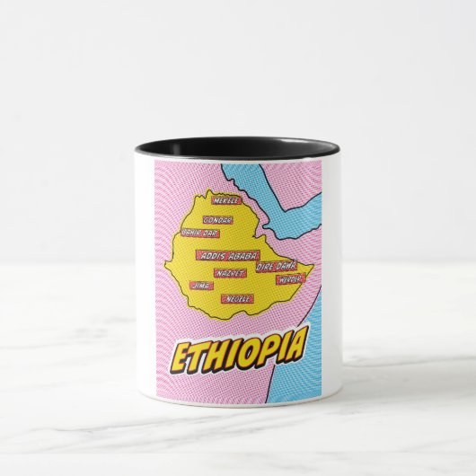 Mug Carte illustrée de l'Éthiopie dans le style Pop Ar (Centre)