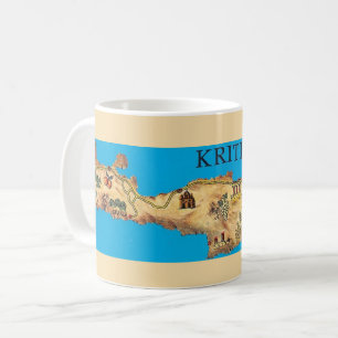 Mug Carte illustrée de l'île grecque de Crète sur un m