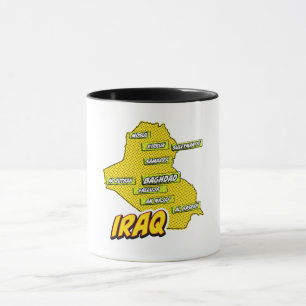 Mug Carte illustrée de l'Irak dans le style Pop Art