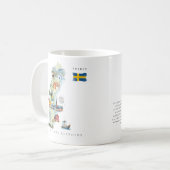 Mug Carte illustrée de Suède à l'aquarelle | Monogramm (Devant gauche)