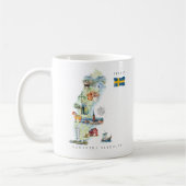 Mug Carte illustrée de Suède à l'aquarelle | Monogramm (Gauche)
