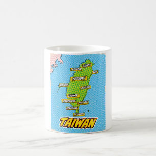 Mug Carte illustrée de Taïwan dans le style Pop Art
