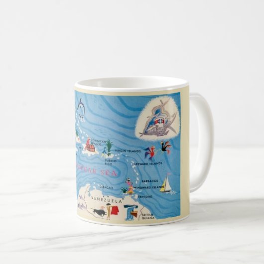 Mug Carte illustrée des îles des Caraïbes (Devant droit)