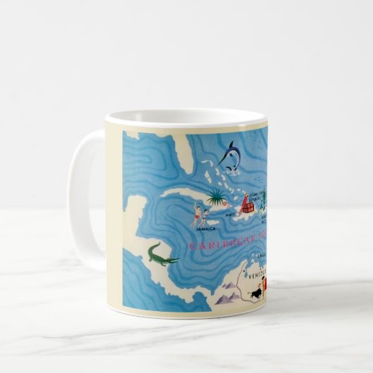 Mug Carte illustrée des îles des Caraïbes (Devant gauche)