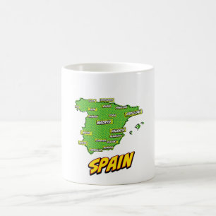 Mug Carte illustrée d'Espagne dans le style Pop Art