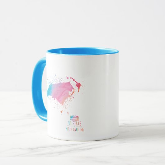 Mug Carte | la Caroline du Nord d'aquarelle (Devant gauche)