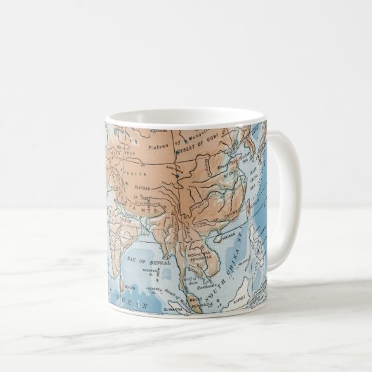 Mug Carte physique de l'Asie (1916) (Devant droit)