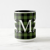 Mug Carte Plaid de la sériole de bison noire verte per (Centre)