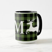 Mug Carte Plaid de la sériole de bison noire verte per (Devant droit)