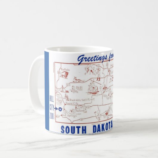 Mug Carte postale bleu et blanc du Dakota du Sud (Devant gauche)