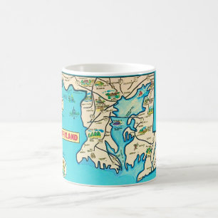 Mug carte postale colorée vintage de la carte du M