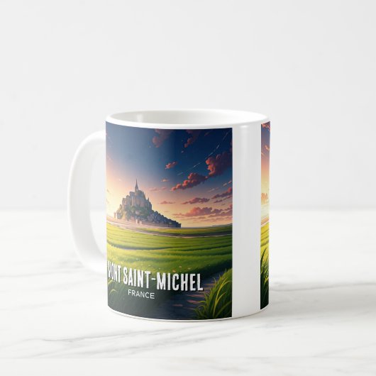 Mug Carte postale coucher de soleil du Mont Saint-Mich (Devant gauche)