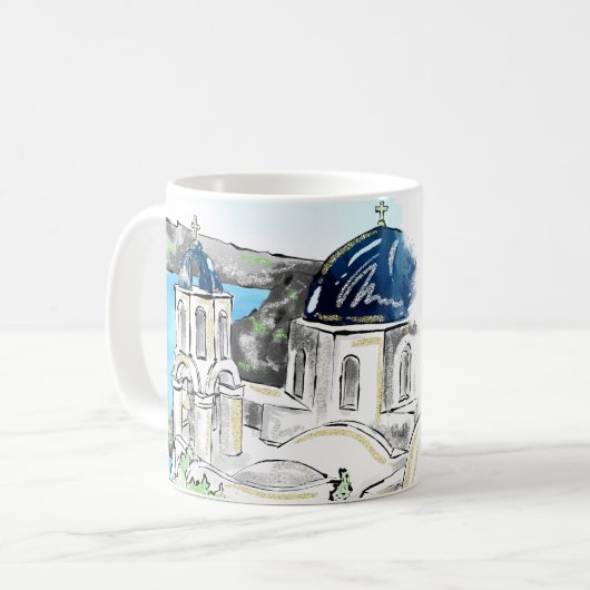 Mug Carte postale de l'île de Santorin Grèce (Devant gauche)
