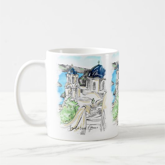 Mug Carte postale de l'île de Santorin Grèce (Gauche)