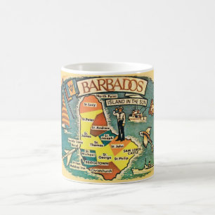 Mug Carte Postale Illustrée Vintage de la Barbade